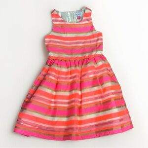Adorable Girls Formal Dress Pink Coral Orange sz 6X/7